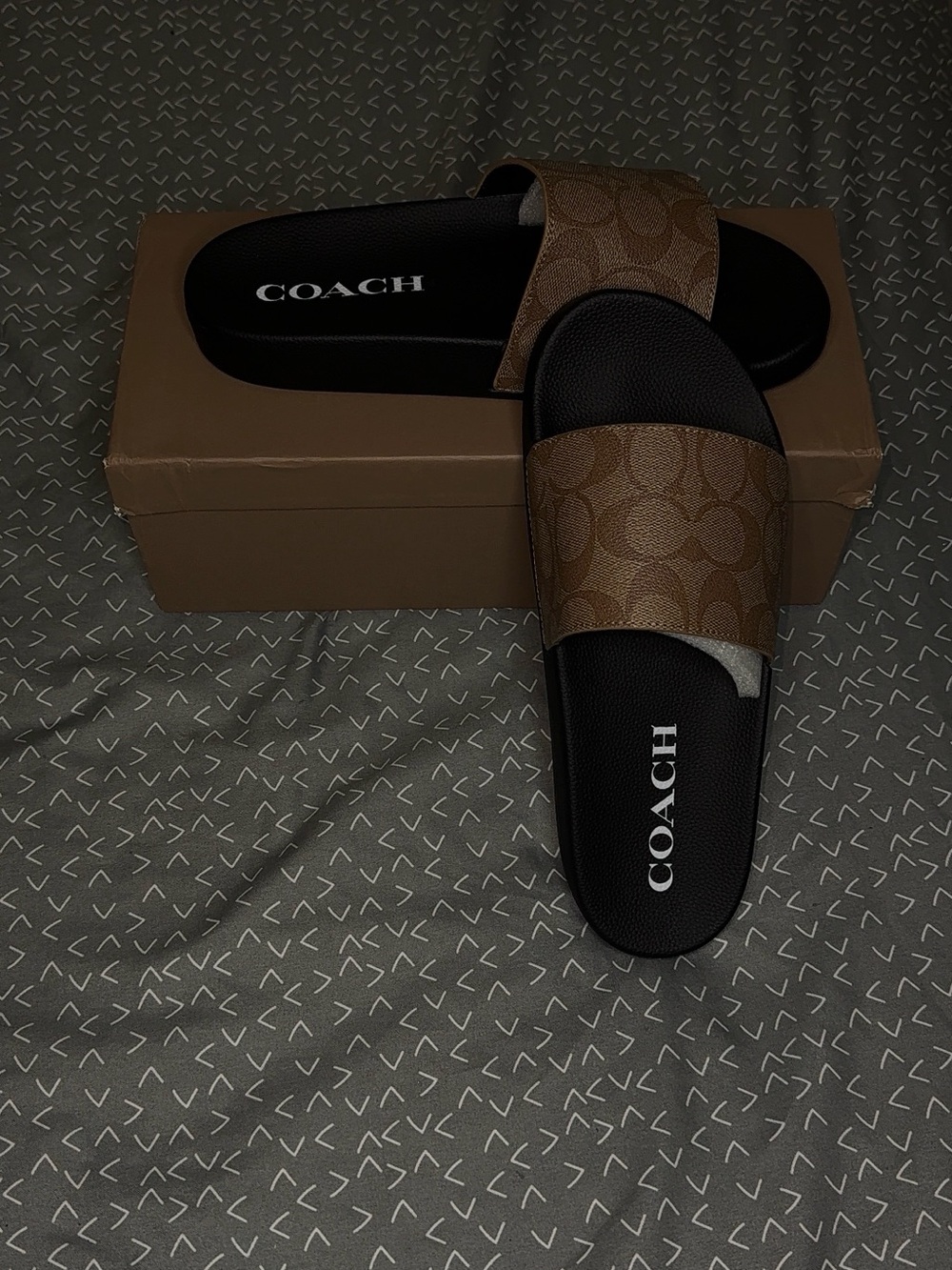 COACH Women Brown Logo Slide Sandals